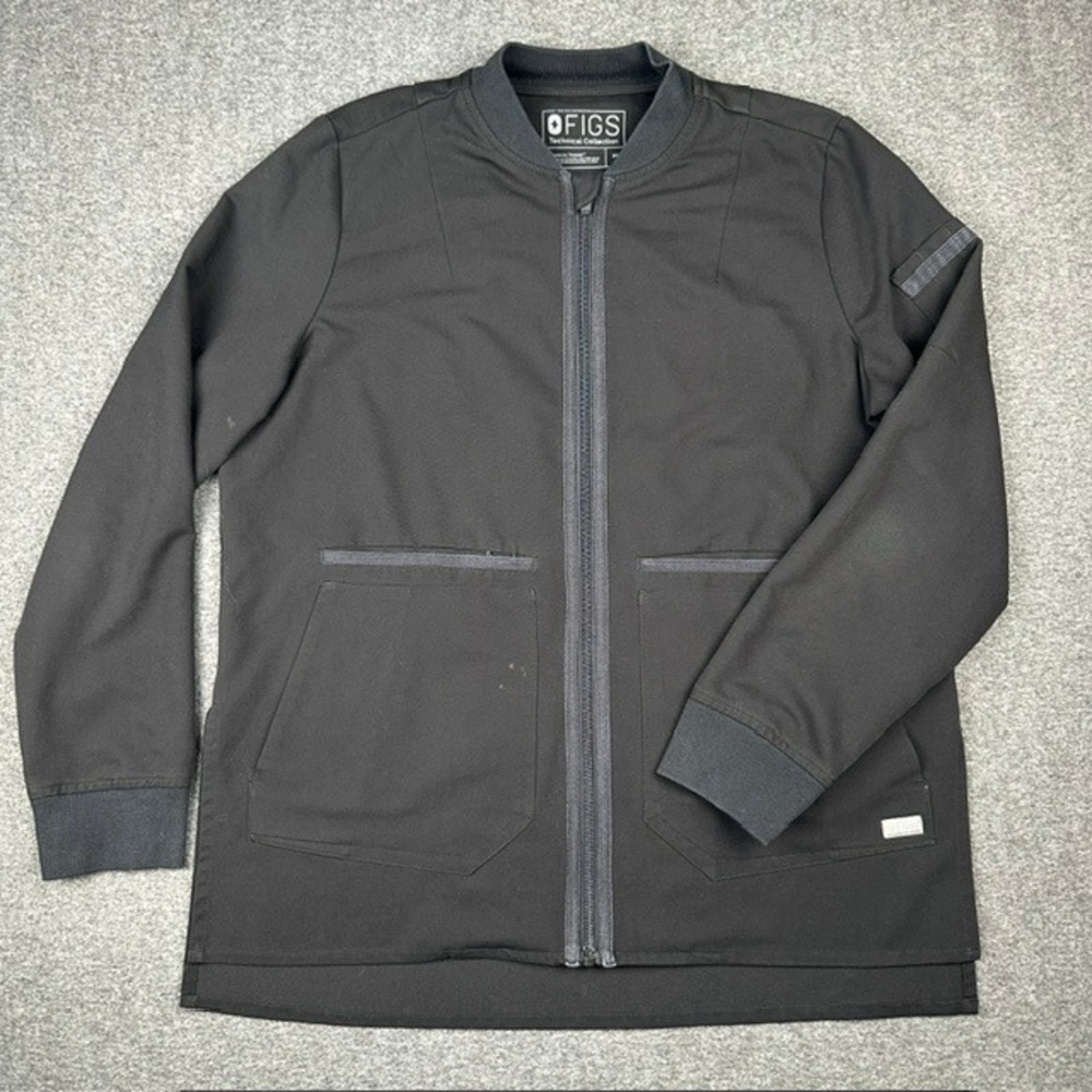 FIGS Technical Collection Black Full Zip Scrub Jacket W18SW1007 Medium